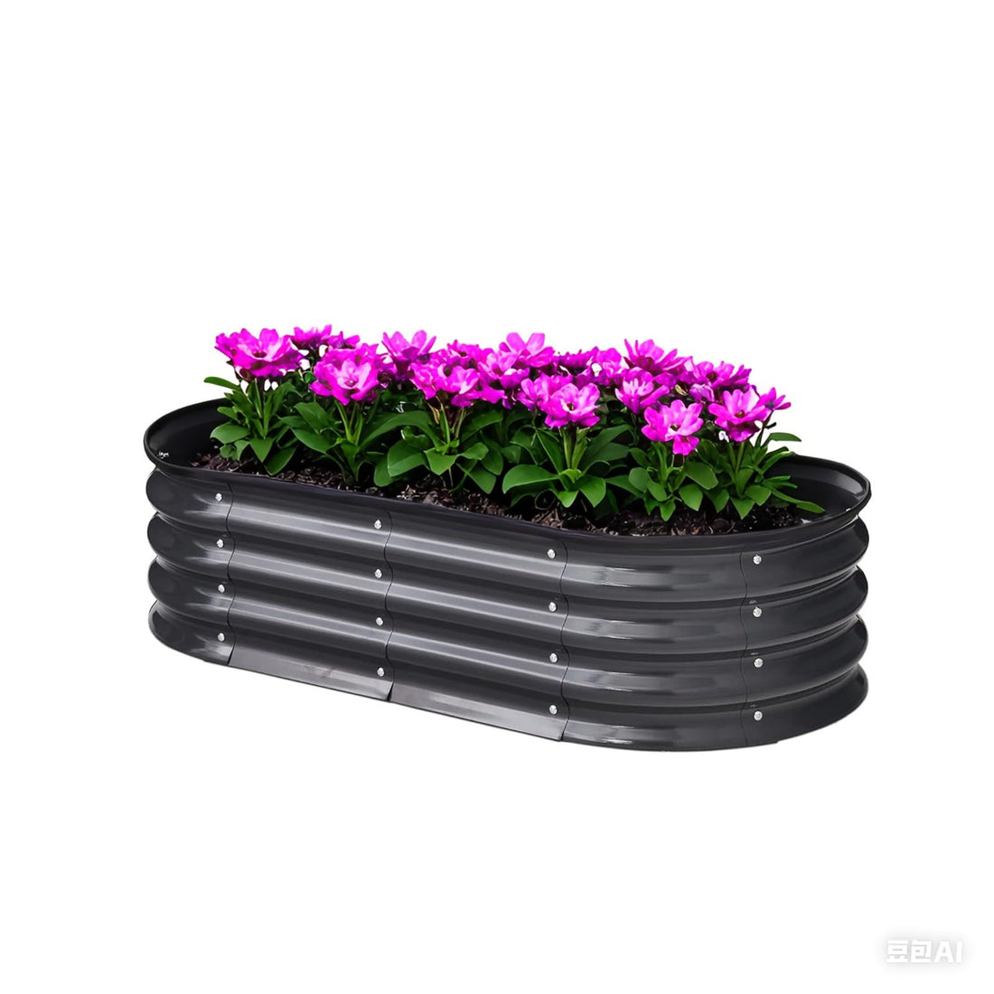 Jardinière surélevée ovale sans fond en métal galvanisé Garvee, 195 x 60 x 28 cm, avec rebord de sécurité
