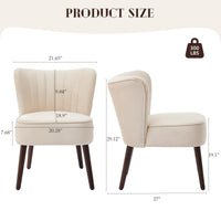 Fauteuil de salon moderne Garvee en velours, pieds réglables, dossier ergonomique, pieds en bois, beige, pour salle à manger ou chambre.