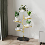 Support à plantes en métal à 5 niveaux Garvee, support asymétrique pour pots de fleurs, idéal pour balcon, salon et jardin, gain de place.
