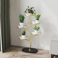 Support à plantes en métal à 5 niveaux Garvee, support asymétrique pour pots de fleurs, idéal pour balcon, salon et jardin, gain de place.