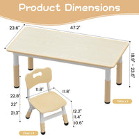 Ensemble table et 4 chaises pour enfants Garvee, hauteur réglable, plateau à motifs graffiti, pieds antidérapants, table d'activités artistiques et manuelles pour la maison et la garderie