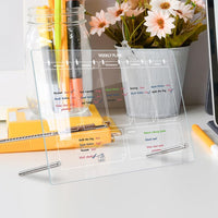 Calendrier hebdomadaire de bureau Garvee en acrylique blanc avec support, 30 x 20 cm (11,8 x 7,9 pouces).