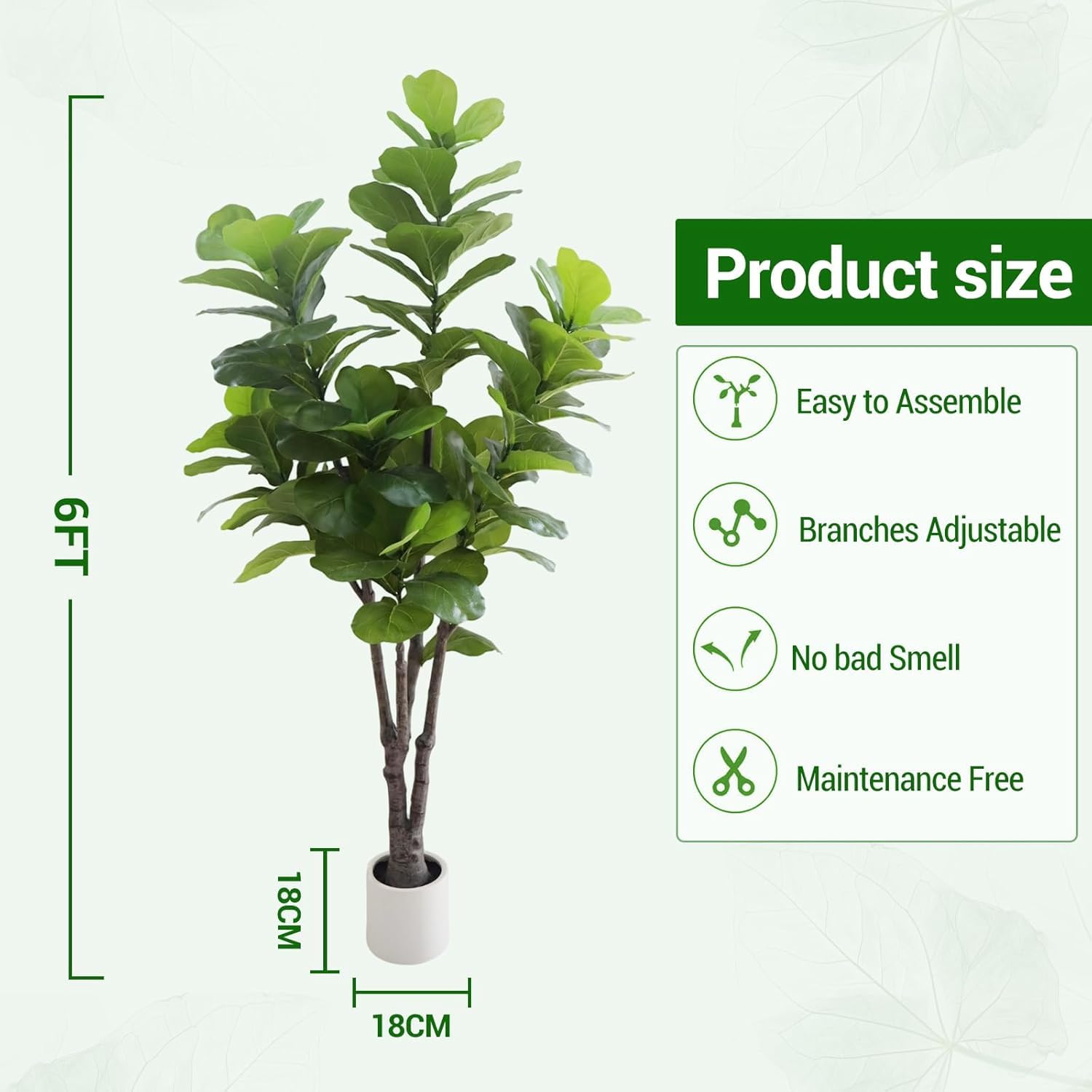 Arbre artificiel Garvee de 1,8 m (6 pi) pour intérieur, réaliste, sans entretien et durable, vert, pour la maison et le bureau.