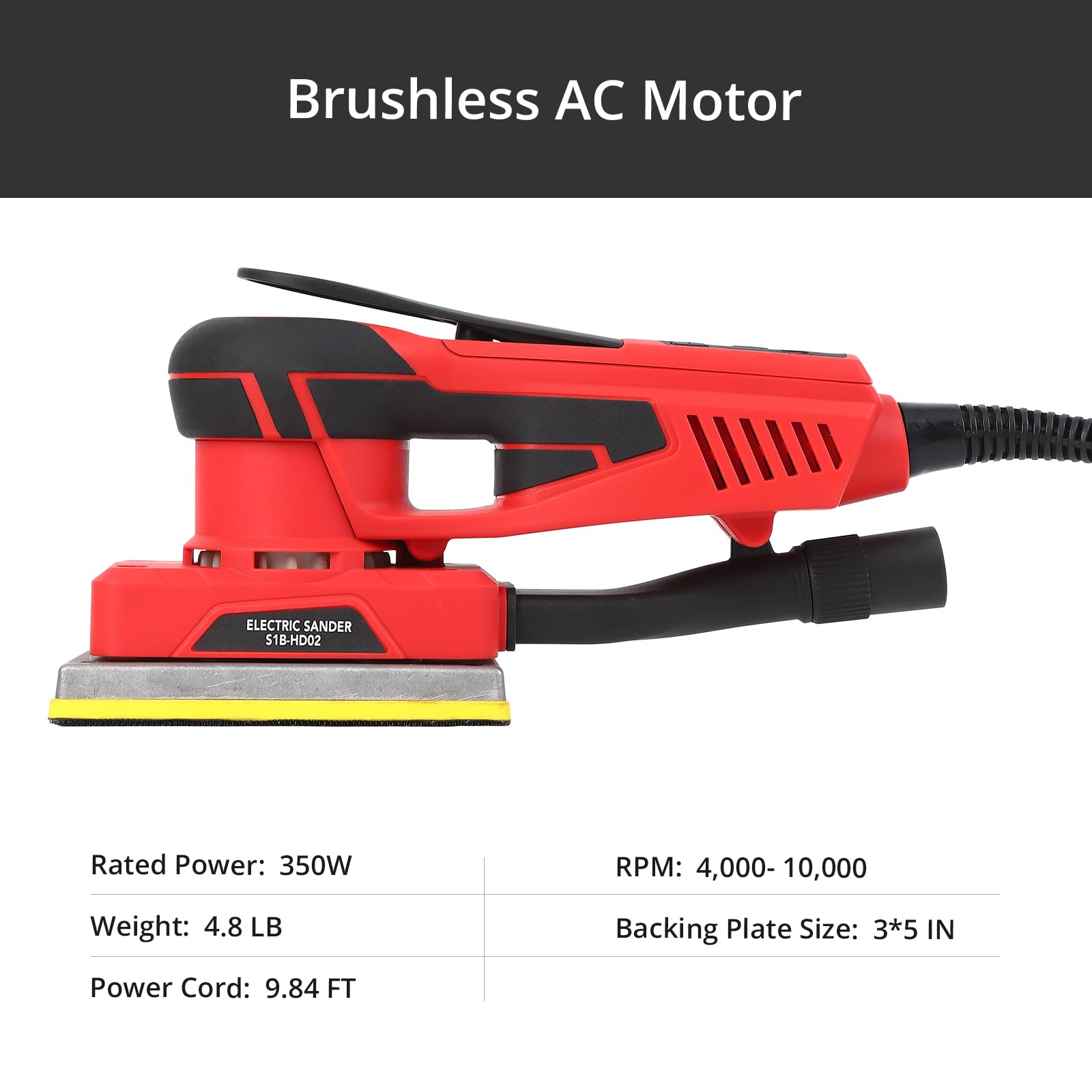 Ponceuse électrique Garvee à bande, moteur sans balais 350 W, 12 feuilles abrasives pour le travail du bois, vitesse de 4 000 à 10 000 tr/min, ponceuse de précision multifonction filaire.