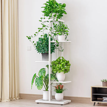 Support à plantes Garvee à 5 niveaux en métal, antirouille, étanche, gain de place, pour salon, balcon, jardin, noir