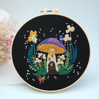 Kit de broderie GARVEE 5 pièces pour débutants, motif champignons, point de croix, kit de couture pratique, décoration en coton, kit de démarrage pour la maison