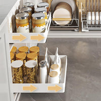 Organisateur de tiroir Garvee en métal, silencieux et robuste, pour cuisine et salle de bain, 26 x 37 x 8 cm, blanc