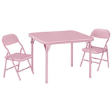 Garvee Ensemble table et chaises enfants 3 pièces pliables, métal et cuir PU rose, format carré pour intérieur et extérieur - Rose