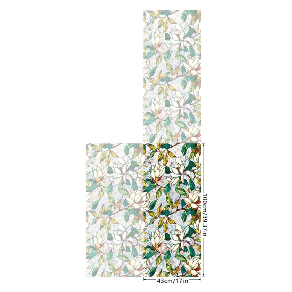 Film adhésif statique Garvee pour fenêtres, motif végétal, gravure 3D, protection solaire, électrostatique, réutilisable, 45 x 100 cm, salon et cuisine