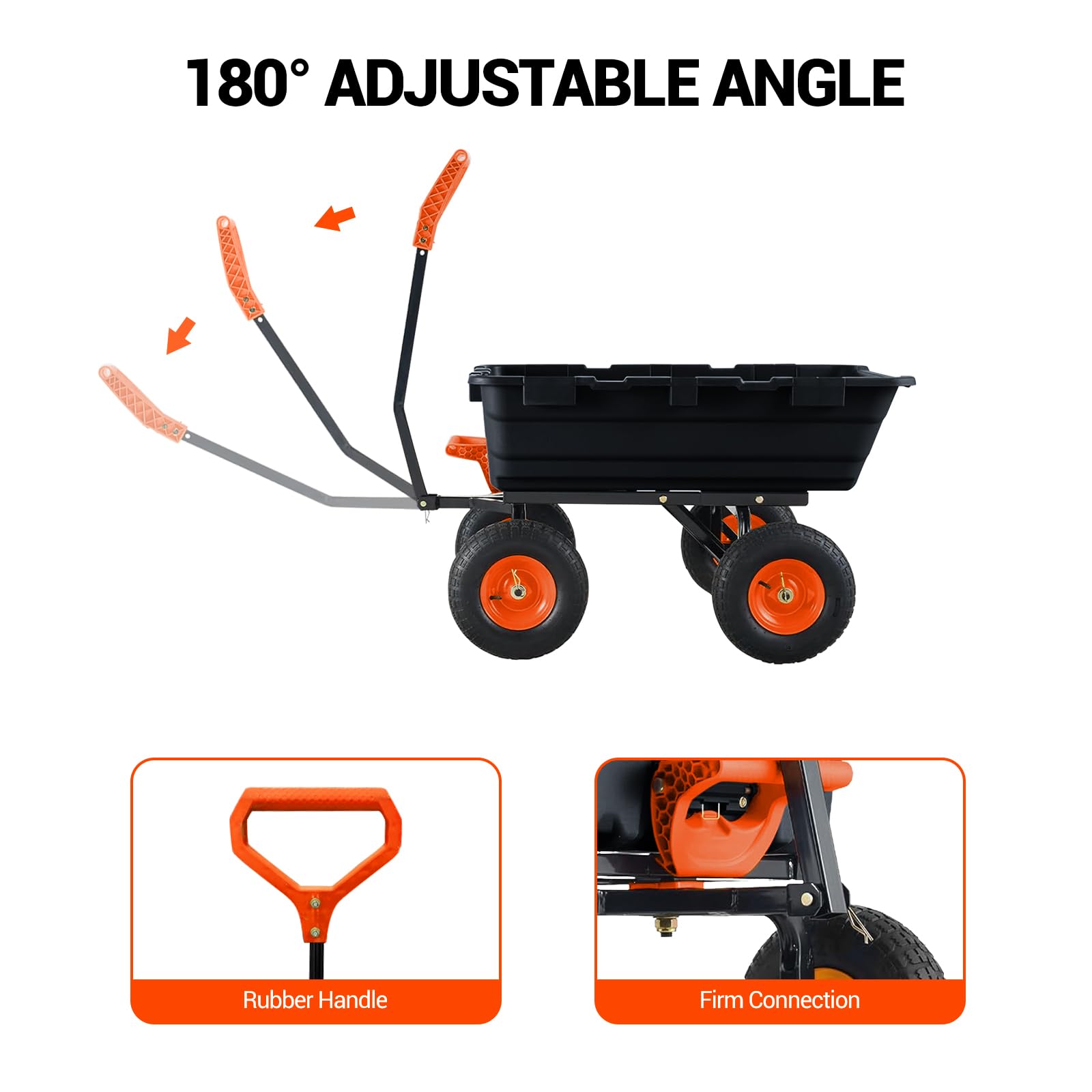 Garvee Chariot-benne de jardin 363 kg, cadre en acier robuste, roues tout-terrain 25,4 cm, benne grillagée pour jardin, ferme et travaux extérieurs