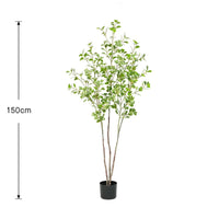 Ficus artificiel Garvee de 1,5 m avec branches ajustables et pot stable, idéal pour la décoration de la maison et du bureau. Entretien facile, texture réaliste, vert.