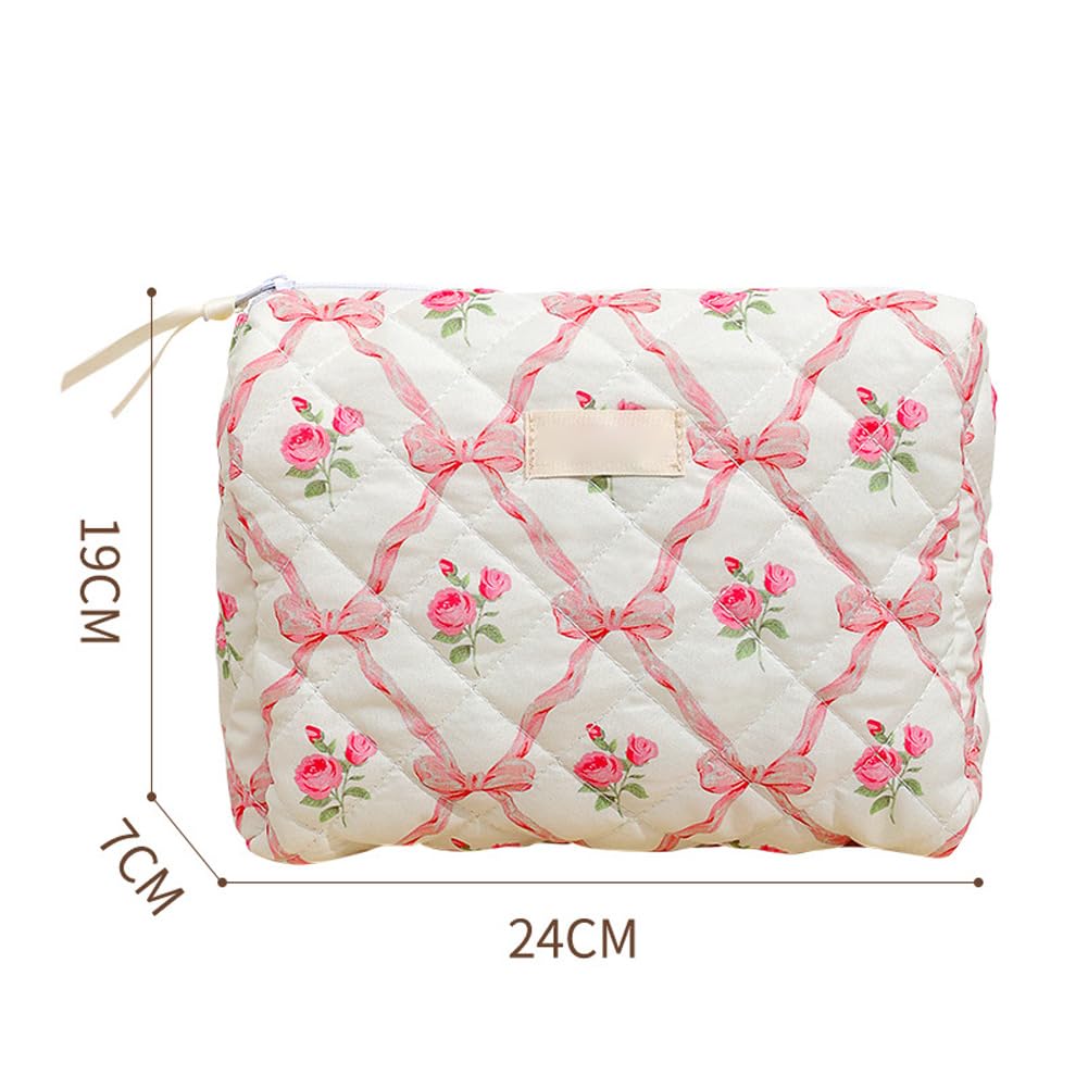 Trousse de maquillage Garvee 3 pièces (L+M+S) Petite trousse cosmétique pour femme, idéale pour les voyages et les activités de plein air, motif floral rose