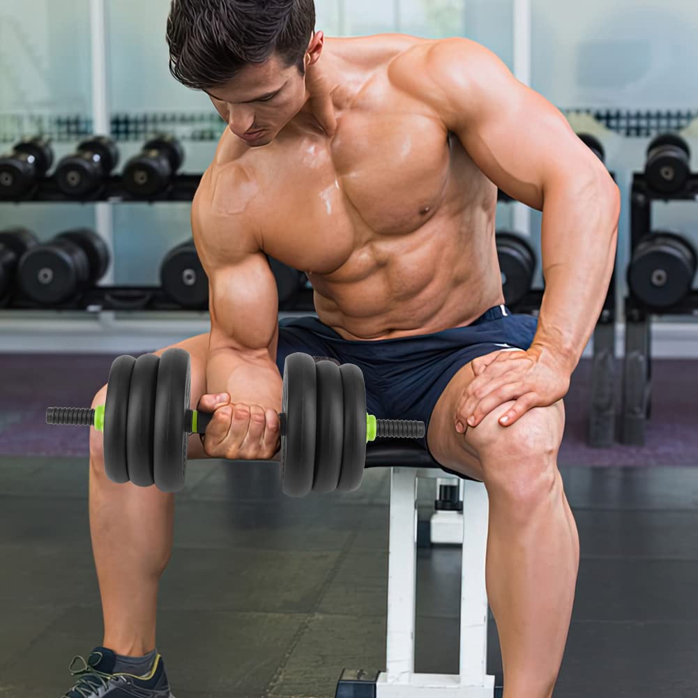 Kit de musculation ajustable Garvee 4 en 1 (30 kg) - Haltère, barre, kettlebell, pompes - Matériau ABS, antidérapant, amortissant les chocs - Idéal pour la musculation à domicile