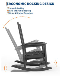 Fauteuil à bascule d'extérieur Garvee en PEHD imitation bois pour terrasse et jardin, capacité de charge de 172 kg, ergonomique, robuste et résistant aux intempéries