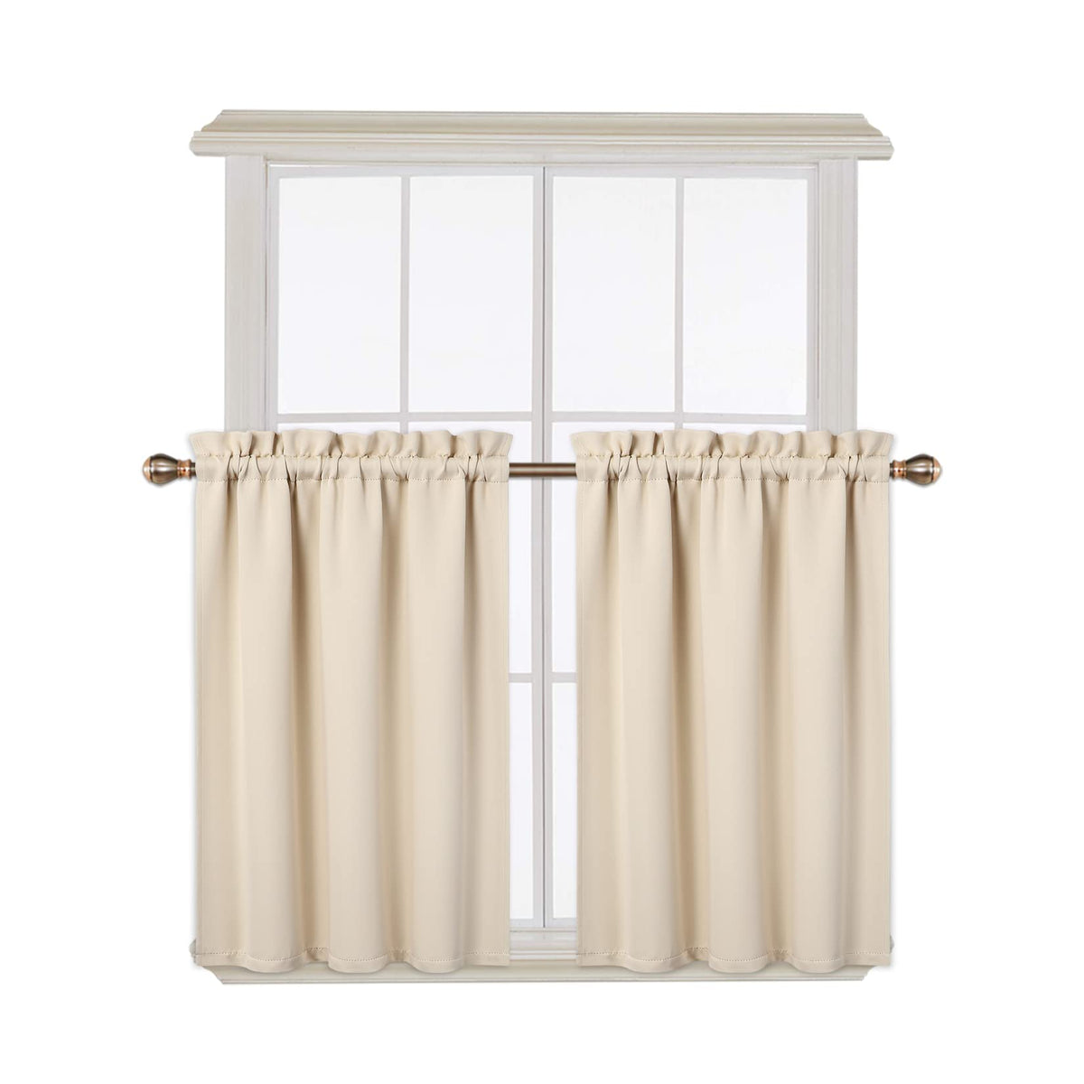 Cantonnières occultantes Garvee, lot de 2, beige, 66 x 91 cm, pour salon, cuisine, chambre, isolation thermique