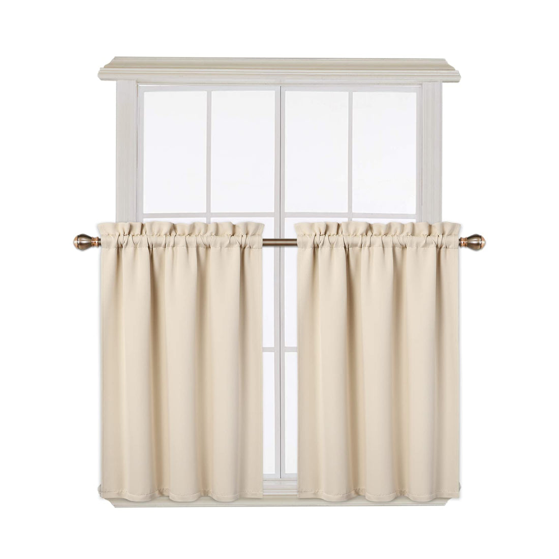 Cantonnières occultantes Garvee, lot de 2, pour fenêtres, salon, cuisine, chambre, beige, 66 x 61 cm