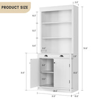 Garvee bibliothèque de 180 cm de haut avec tiroir, 5 niveaux, étagères réglables, bois, portes à persiennes, blanche, pour salon et bureau, robuste et polyvalente