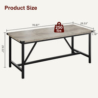 Table de salle à manger rectangulaire Garvee pour 6 à 8 personnes, structure robuste en MDF et acier, style industriel, gris rétro, idéale pour les salles à manger et les grands espaces.