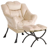 Fauteuil relax Garvee avec repose-pieds, ergonomique et robuste, revêtement en imitation fourrure de lapin, couleur champagne, idéal pour le salon ou le bureau.