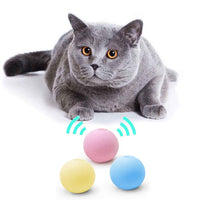 GARVEE Ensemble de 3 jouets pour chat, 50 mm, balles interactives avec sons d'animaux, silicone EVA, jaune, bleu, rose
