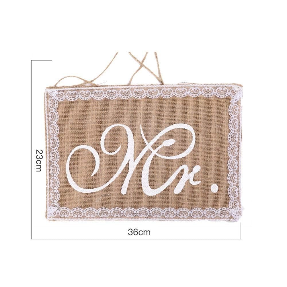 Ensemble de bannières Garvee « Monsieur et Madame » en jute et tulle champagne pour décoration de mariage et de fête, 25 x 22 cm