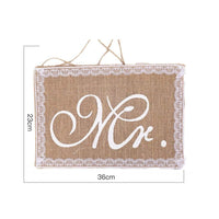 Ensemble de bannières Garvee « Monsieur et Madame » en jute et tulle champagne pour décoration de mariage et de fête, 25 x 22 cm