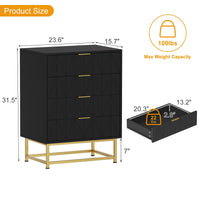 Garvee commode à 4 tiroirs avec pieds en métal pour le salon et la chambre, 81 cm, tiroirs en tissu