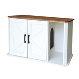 Garvee Meuble Cache Bac à Litière pour Chat Bois Double Portes Entrée Latérale Table d'Appoint Moderne 85 × 48 × 50 cm - Brun et blanc