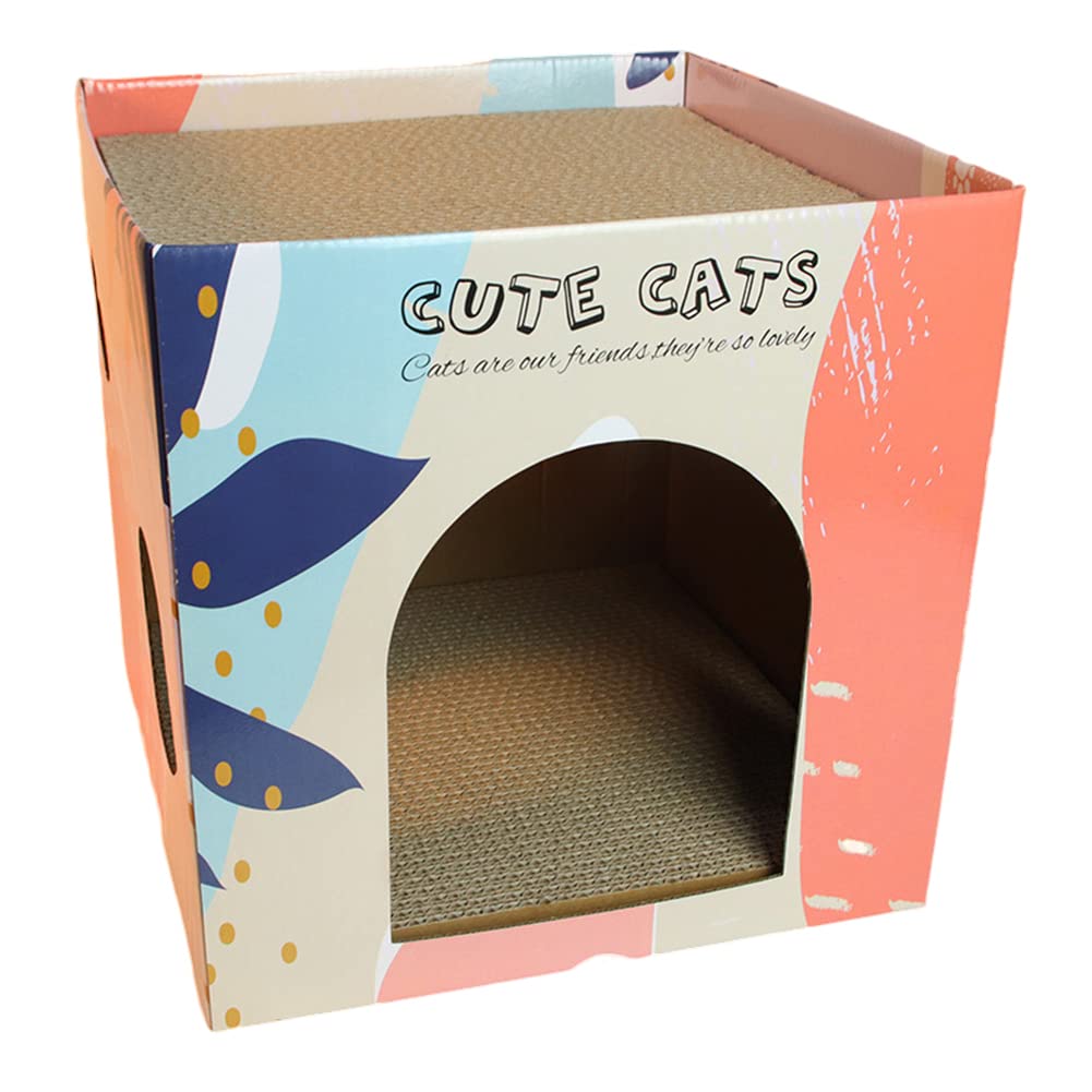 Maison pour chat en carton Garvee, griffoir, petit lit pour chat, rose, grande taille, refuge douillet