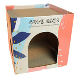 Garvee Maison pour chat en carton, griffoir, petit lit pour chat, grande taille, refuge douillet, Rose