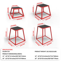 Coffret de saut plyométrique Garvee 12/18/24 pouces, surface antidérapante en acier, stable pour l'entraînement à domicile