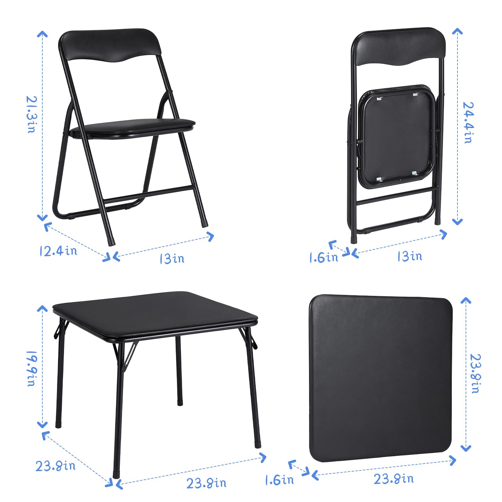 Ensemble table et chaises pliantes pour enfants Garvee, structure en métal, rembourrées, pliables pour manger et jouer, chambre d'enfant, multicolore