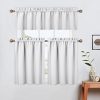 Rideaux de cuisine Garvee Valance 52 x 15 pouces, blanc bordeaux, occultants thermiques, à œillets pour petites fenêtres, cuisine ou chambre.