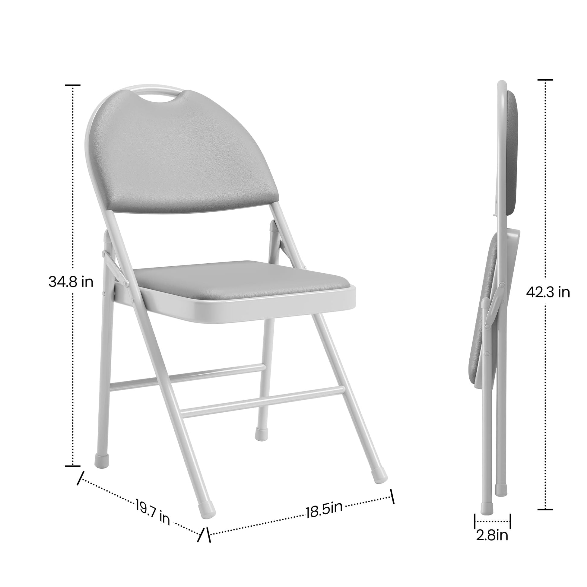 Ensemble de 2 chaises pliantes Garvee en similicuir, rembourrées, pliables, en métal, pour le bureau et le camping, pieds antidérapants, empilables