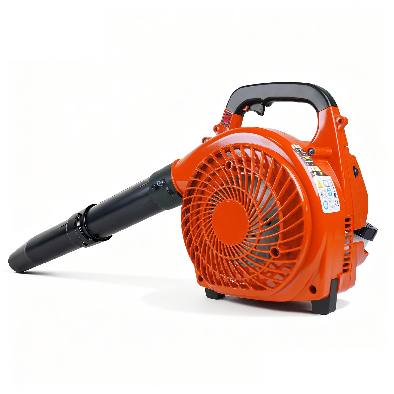 Souffleur de feuilles portatif à essence Garvee 28 cm³, 1,1 CV, 490 CFM, 290 km/h, pour jardin, cour, allée et neige, orange