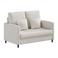 Canapé deux places Garvee 52" avec ressorts ensachés de 7,5", dossier ergonomique, structure en bois massif, beige, pour salon et chambre