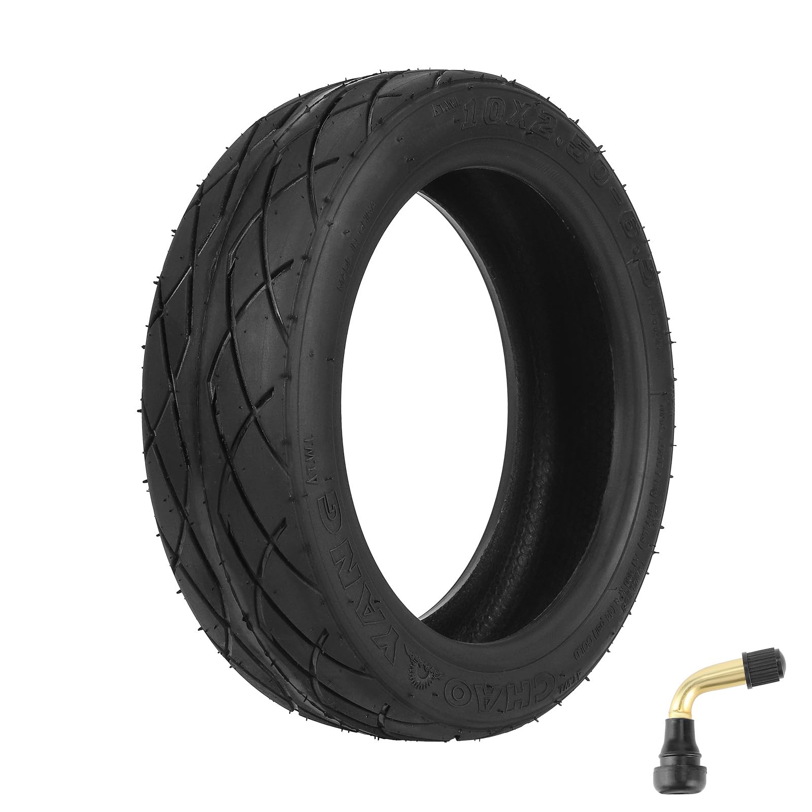 Pneu pour trottinette électrique 10x2.50-6.5 tout-terrain – Pneu de rechange tubeless en caoutchouc avec valve PVR50, anti-crevaison