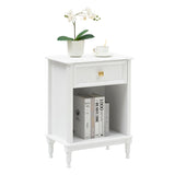 Ensemble de 2 tables de chevet Garvee blanches en bois avec tiroir et étagère pour chambre et salon, compactes et pratiques