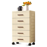 Garvee Meuble de rangement multifonctionnel à 5 tiroirs, roulettes, plastique, couleur crème, 48cm, pour chambre et salon - Comme indiqué
