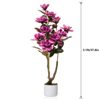Arbre à orchidées artificielles Yulan Garvee 95 cm (37,4 po) avec fleurs et feuilles en PEVA, entretien facile, pot blanc, décoration d'intérieur et de mariage