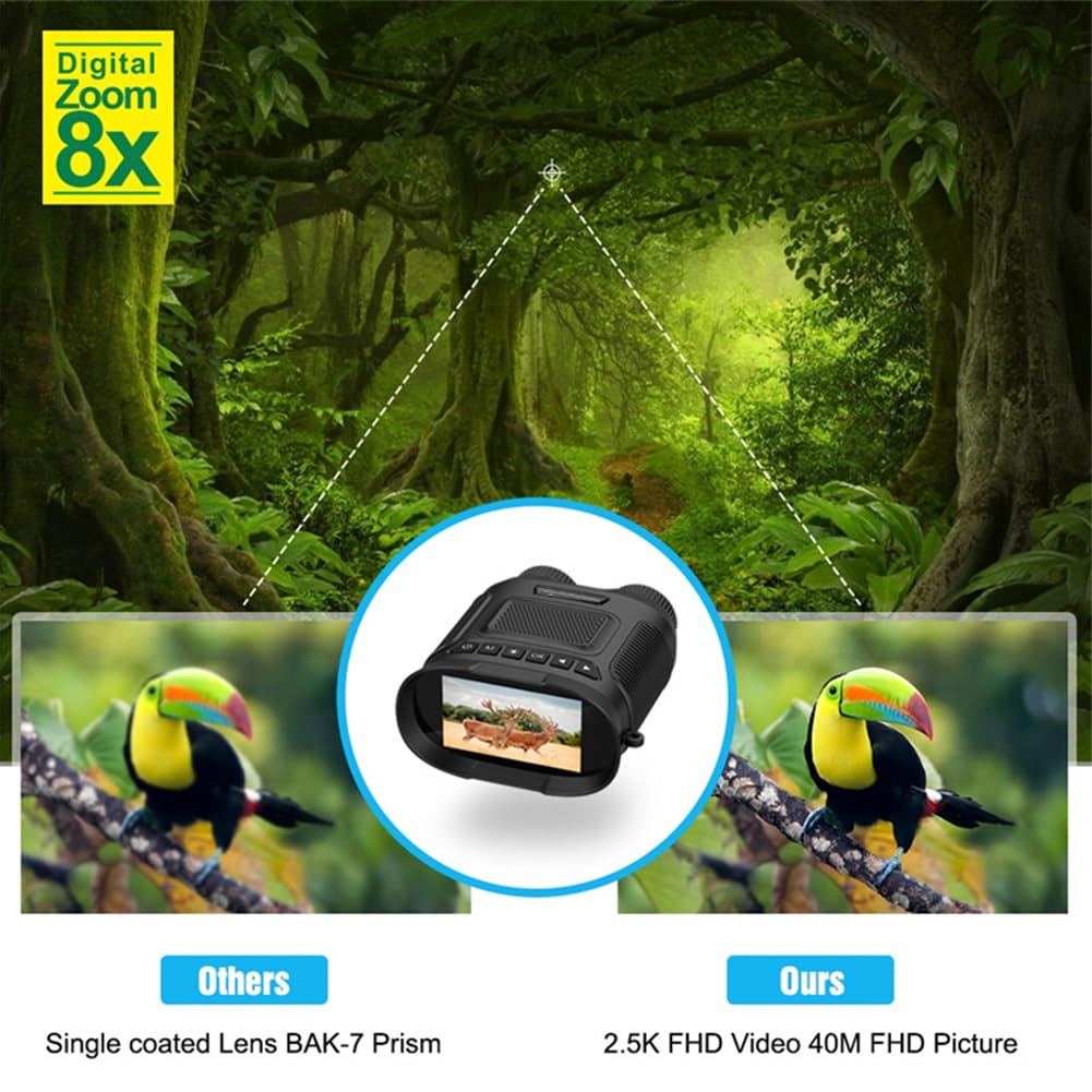 Jumelles infrarouges numériques Garvee 2,5K 40MP avec zoom 8x pour la chasse et le camping, batterie 2500 mAh, robustes