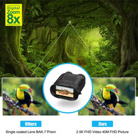 Jumelles infrarouges numériques Garvee 2,5K 40MP avec zoom 8x pour la chasse et le camping, batterie 2500 mAh, robustes
