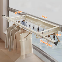 Garvee Séchoir à linge mural, pliable, pour une utilisation intérieure ou extérieure, 62,3-115 cm, gain de place, avec 7 pinces, capacité de charge de 30 kg, blanc, grand