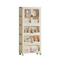 Armoire portable Garvee à 4 niveaux pour enfants avec portes, tringle à vêtements en plastique et 10 cintres pour chambre et salle de jeux
