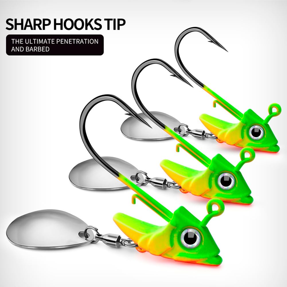 Garvee, lot de 5 têtes de pêche avec hameçons pivotants pour perche et saumon, 7,5 g, eau douce et eau salée, usage polyvalent