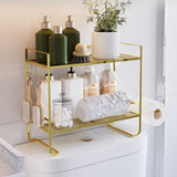Garvee Organisateur De Salle De Bain Sur Toilette 2 Niveaux Avec Porte-Papier Et Crochets, Étagère Acrylique Transparente, Gain De Place, Robuste, Pour Petites Salles De Bain, Doré - Doré