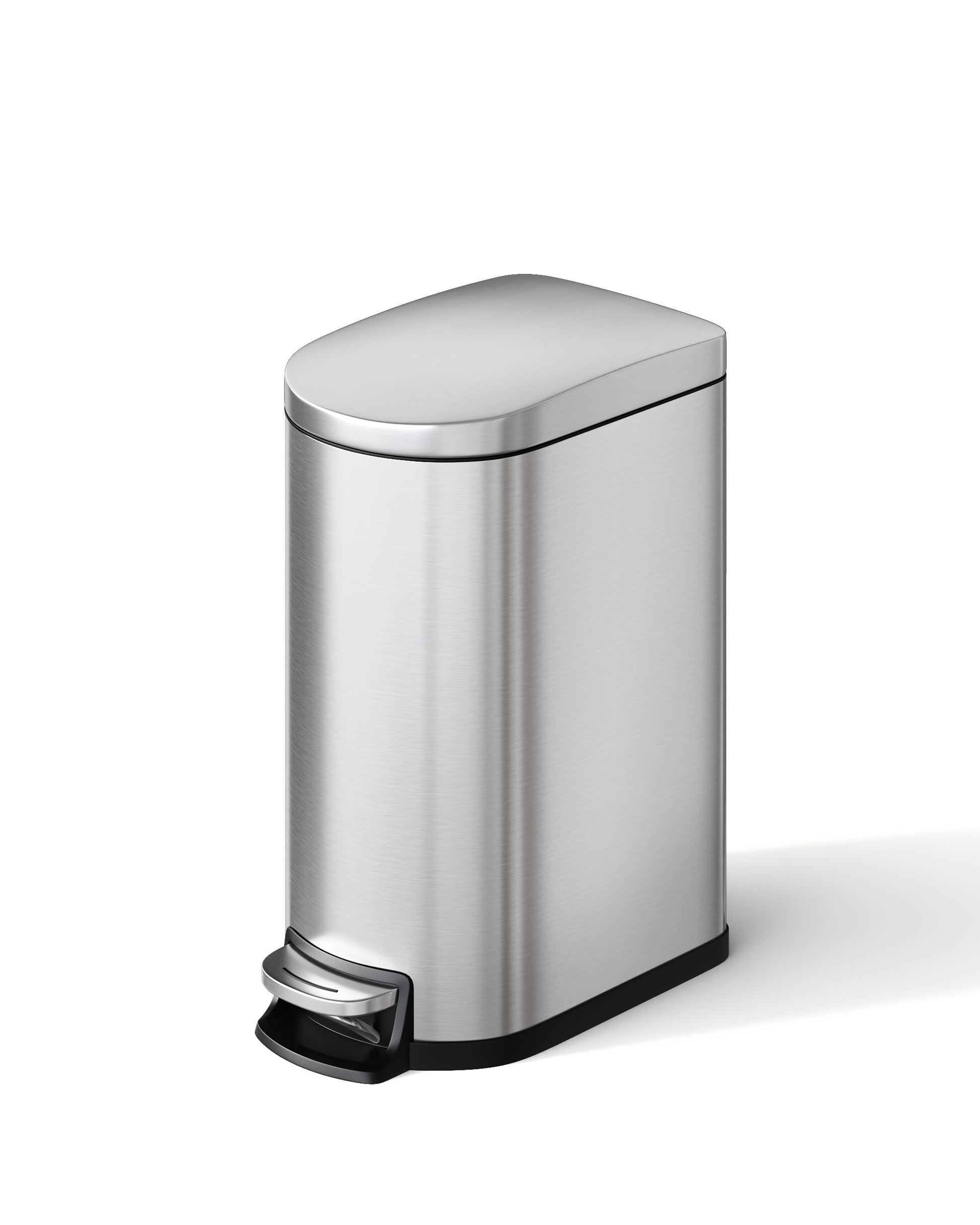 Poubelle Garvee 10 L en acier inoxydable avec couvercle à fermeture douce et bac intérieur pour salle de bain et chambre, compacte, étanche, avec poignée, argentée