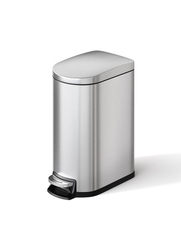 Poubelle Garvee 10 L en acier inoxydable avec couvercle à fermeture douce et bac intérieur pour salle de bain et chambre, compacte, étanche, avec poignée, argentée