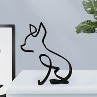 Sculpture murale en métal Garvee représentant un chien. Art minimaliste géométrique abstrait en fil de fer, robuste et décoratif pour la maison ou le bureau (noir).