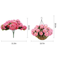 Garvee Ensemble de 12 géraniums artificiels roses, résistants aux intempéries, à suspendre, pour jardin et terrasse, panier marron